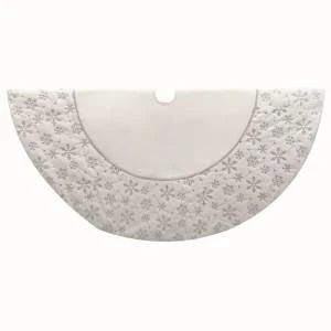 54" White & Silver Sequin Snowflake Tree Skirt