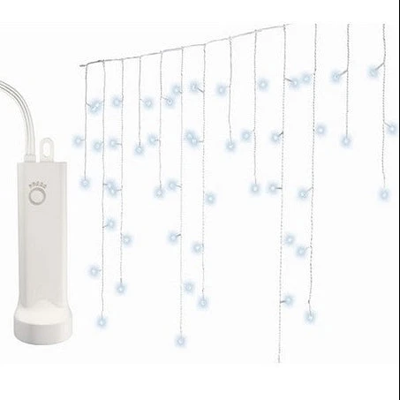 23 FT Cool White 192 LED Icicle 8 Function Twinkle Battery Operated