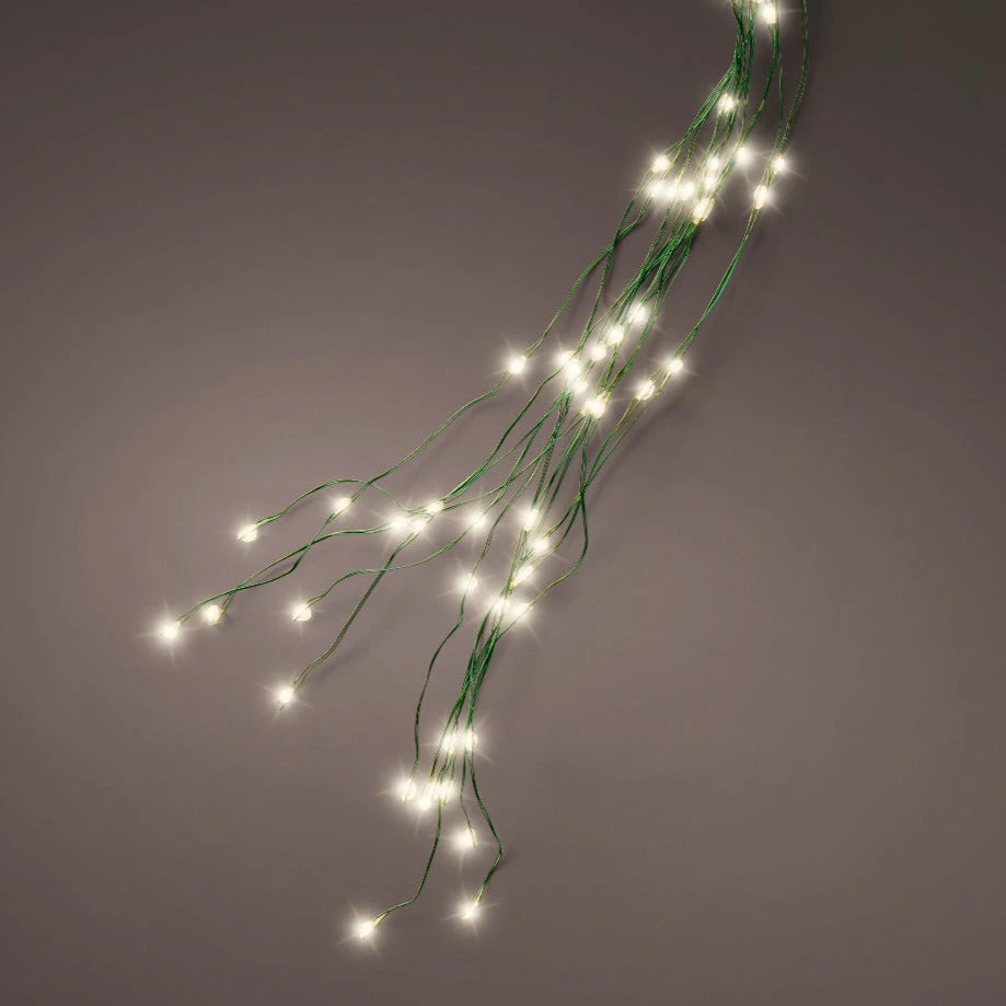 8 FT Warm White Tree Bunch Micro 832 LED Lights With Green Wire