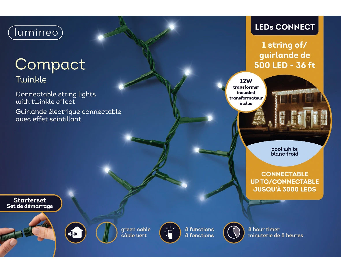 36 FT Compact Starter Set Cool White With 1 String Of 500 LED Lights - Image 2