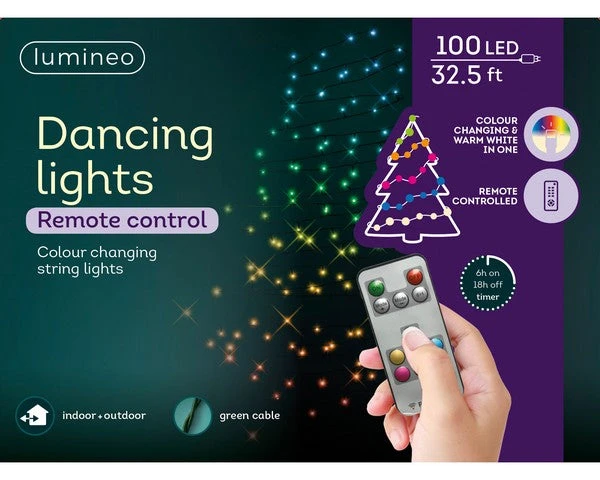 65 FT 200 LED Dancing Warm White & Color Changing Green Wire With Remote Control - Image 2