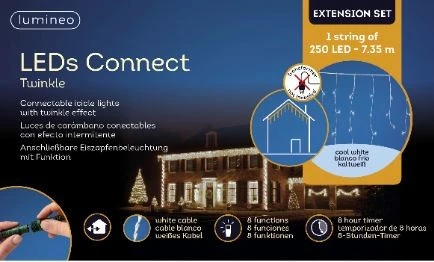 24 FT Extension Set Cool White Icicle 1 String Of 250 LED Lights - Image 2