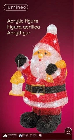 18.11" 40 LED Cool White Battery Operated Outdoor Santa Acrylic - Image 2