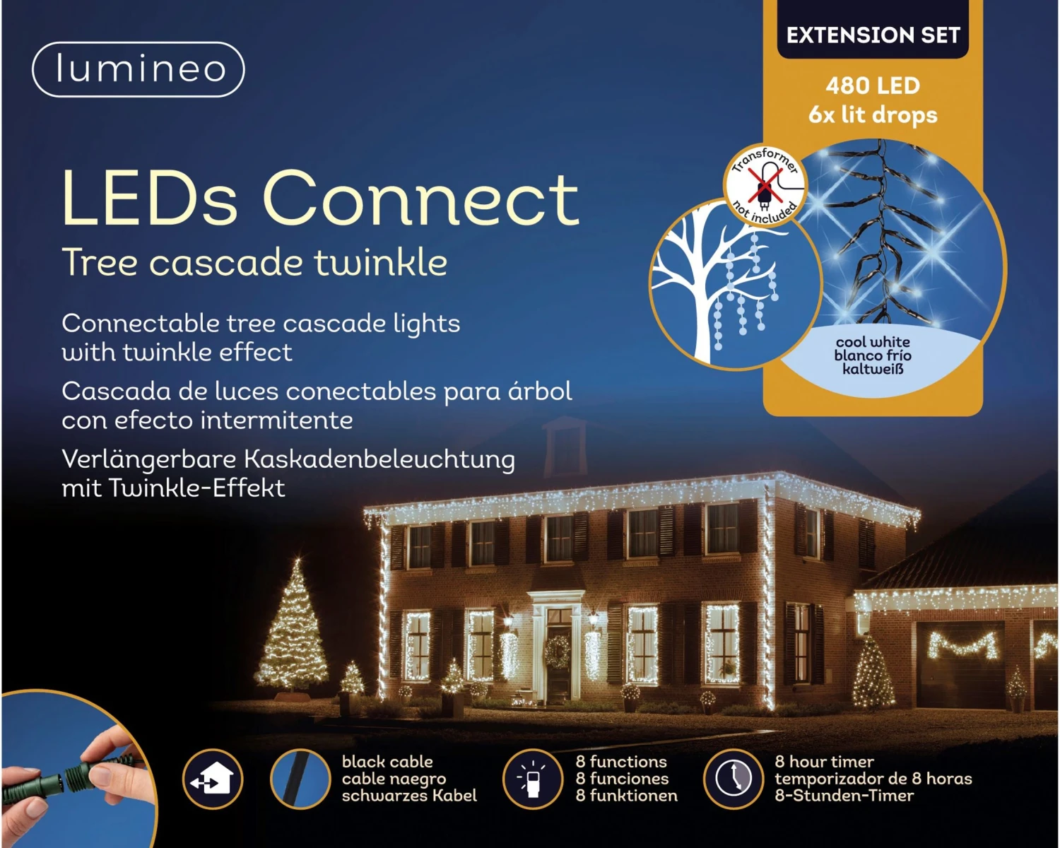 39 FT Cascade Extension Set Cool White With 6 Strings Of 480 LED Lights - Image 3