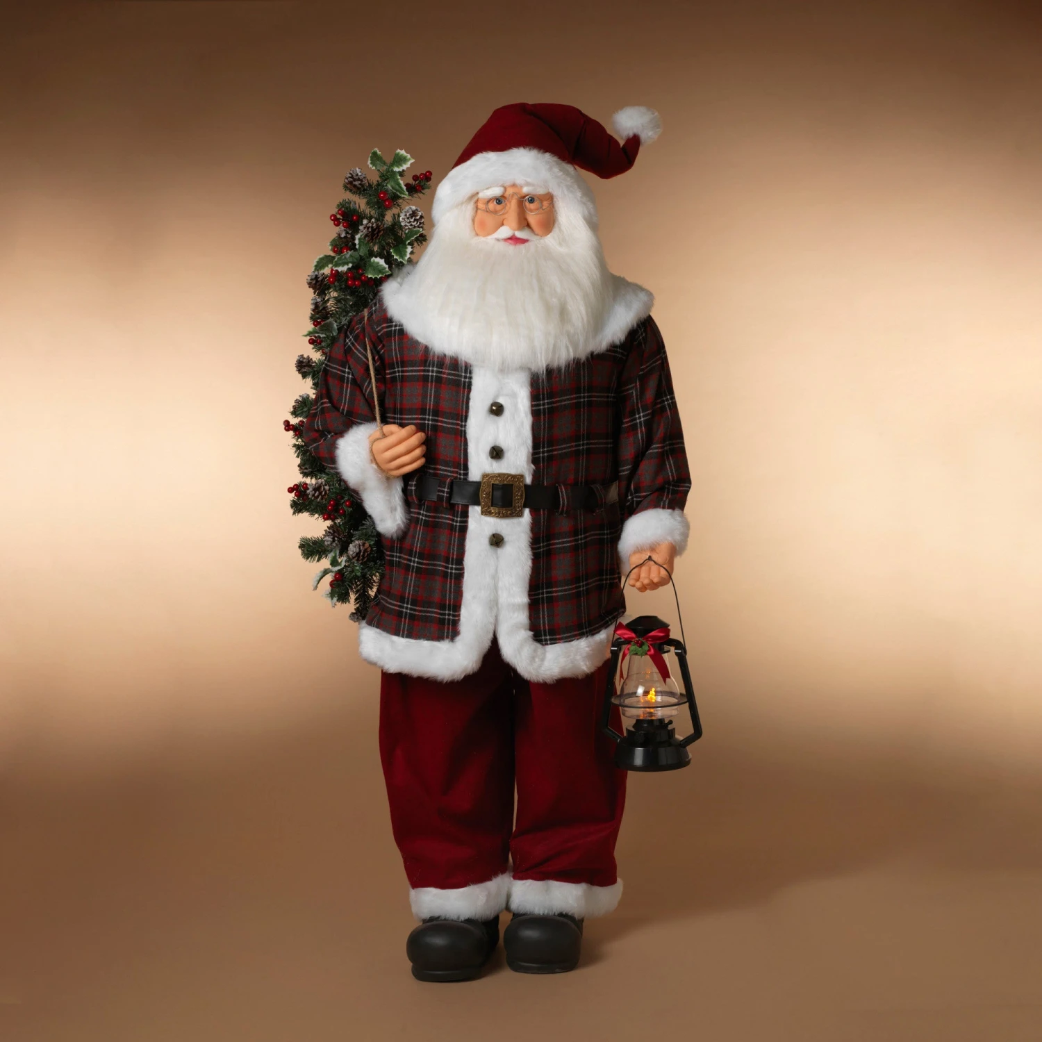 6 FT Red Santa With Lighted Lantern 3 6 FT Red Santa With Lighted Lantern