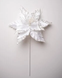 15" Green Poinsettia Velvet Pick Set Of 6